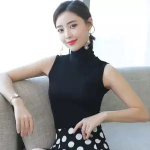 여성 반목티 터틀넥 민소매 폴라티 이너 여름 티셔츠