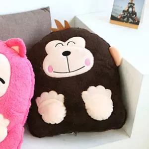 몽키 브라운 USB 발열쿠션 발난로 손난로 보언보온 용품 디자인로 USB로 사무실로