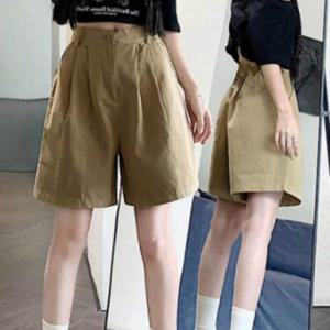 여성 핀턱 와이드 반바지 여름 뒷밴딩 코튼 숏팬츠 4부 데일리