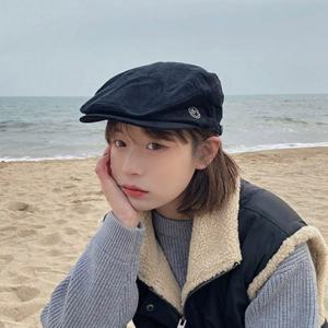 20대 30 여자 외출 모자 스마일 포인트 코듀로이 패션 헌팅캡 남자 여름 가을 빈티지