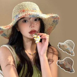 여자 20 대 30 여름 휴양지 바닷가 패션 밀짚 버킷햇 비치캡 왕골 모자 라탄