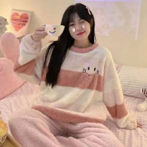 귀여운 여성 홈웨어 러블리 부드러운 잠옷 세트 겨울 실내복 반팔 남녀 남자 커플 학생