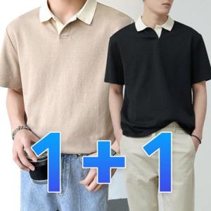 티셔츠 남성 봄 여름 데일리 카라티 1+1 반팔 피케 스포츠 여행 골프 반팔티 유니폼