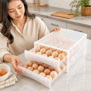 달걀 정리함 60구 슬라이딩 계란 보관통 서랍식 케이스