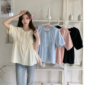 노카라 셔링 플레어 숙 LLT146 스퀘어넥 남방 여성 오프숄더 블라우스 크롭 숙 퍼프 프릴 여성 장식 브이넥