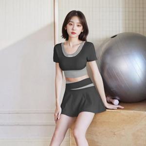 NKJN JYMD035+JYMQ005 여자탑3부치마팬츠세트캡내장형 팬츠 특수 겨울 트레이닝 츄리닝 운동복 트레이닝 피