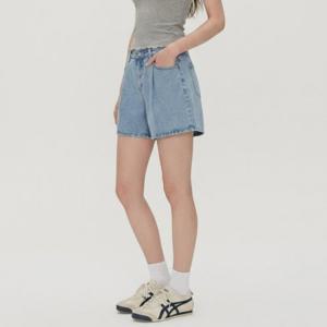 여성 하이웨스트 핀턱 데님 숏팬츠 숏팬츠 스키니진 생지 반바지 빈티지 핫팬츠 조거팬츠 스키니 와이드진