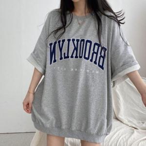 20대 30 여자 귀여운 패션 오버핏 맨투맨 반팔티 셔츠 셔츠반팔 니트 티셔츠 레이어드