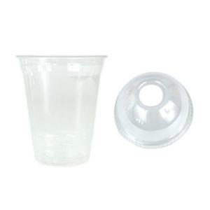 100세트 473ml 플라스틱 테이크아웃 음료컵+돔뚜껑 일회용컵 카페컵 투명컵 아이스컵