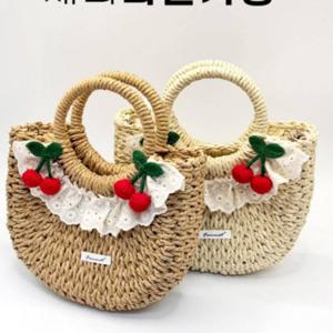 백 크로스백 휴양지 체리 여름 바스켓백 도트백 라탄 가방 프릴 여성