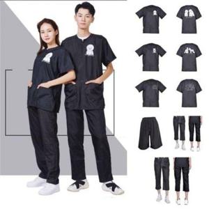 애견 미용사 남여 공용 반팔 바지 미용복 가운 유니폼 디자인 세트 여성미 남성미 사복