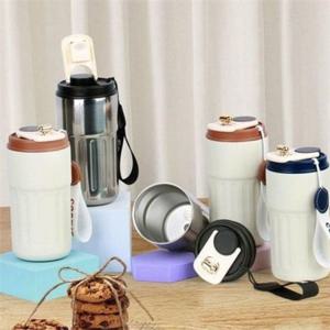 led 온도계 텀블러 400ml 스텐레스 텀블러 휴대용 직장인 보온병 보냉 심플 소형 고급 등산