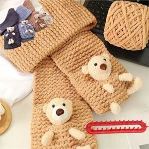 diy 곰인형 목도리 니팅 곰인형 목도리 초보자 뜨개 선물용 겨울 키트 핸드메이드 두꺼운 따뜻한 수제 니트