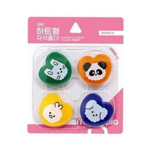 하트형 자석 집게 31mm4개입 자석 집게 귀여운 강력 냉장고 칠판 사무실 게시판 스티커 사무용 다용도