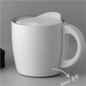 스텐 머그컵 400ml 뚜껑 머그컵 스테인리스 홈카페 티타임 사무실 주방 휴대용 손잡이 야외용 캠핑 보온