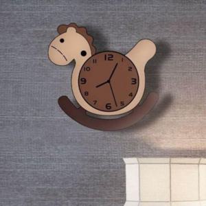목마 제품 저소음 디자인 나무 유니크한 귀여운 홀스 아기방 DIY 벽시계 시계 WL