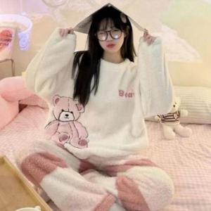 스마일 수면잠옷 여성용 곰두리 귀여운