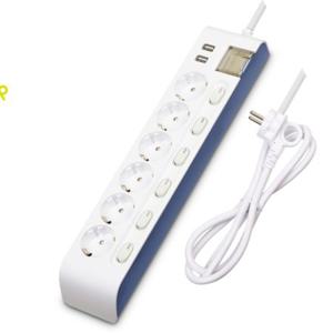 현대 일렉트릭 고용량 멀티탭 6구 USB 멀티탭 과부하차단 개별 멀티탭 1.5m