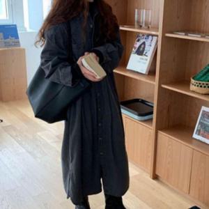 여성 데님 셔츠 롱 원피스 루즈핏 캐주얼 편한 청원피스 청남방