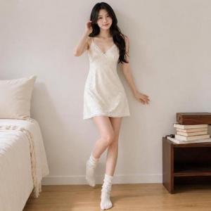 레이스 슬립 원피스 여성 잠옷 홈웨어 끈나시 홈드레스 여성홈웨어 여름