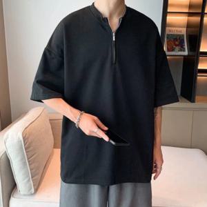 남성 차이나 카라 반집업 반팔 티셔츠