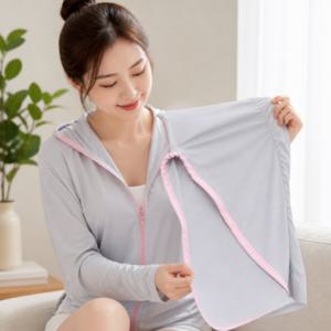 그레이 후드집업 자외선차단 햇빛가리개 바람막이 점퍼