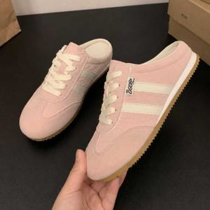 여성뮬 뮬운동화 스니커즈 블로퍼 캐주얼슈즈 데일리 레트로 빈티지 배색 신발 캔버스뮬