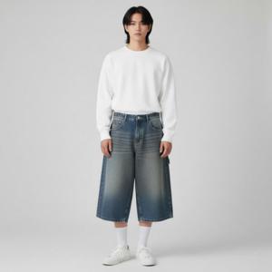 듀사크 카펜더 데님 버뮤다 5부 7부 SD260307 빈티지 진 조거팬츠 반바지 와이드진 여성 초등 스키니진 연