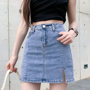 HL] 치마바지 데님 슬릿 하이웨스트 반바지 요가복