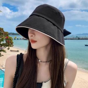 여성 여름 버킷햇 챙넓은 휴양지 비치 리본 모자