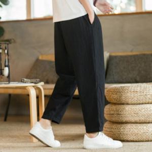 남성 여름 데일리 밴딩 린넨 9부 팬츠 바지