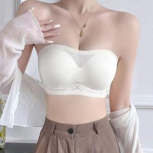 끈없는 오프숄더 웨딩 속옷 브라 이중 스트랩 브라탑