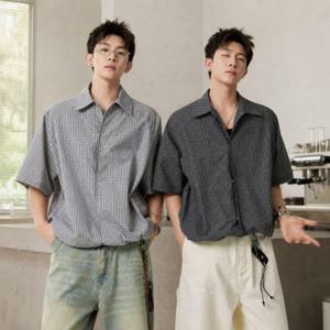 빅사이즈 남성 루즈핏 체크 셔킷 셔츠 재킷 SQ-1010095