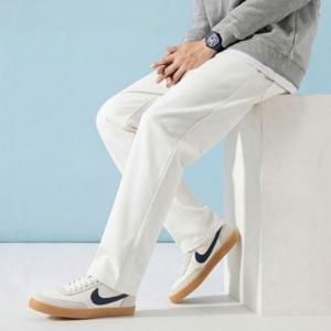 남성 데일리 화이트 와이드 데님 팬츠 롱 와이드핏 크림진 백바지 진
