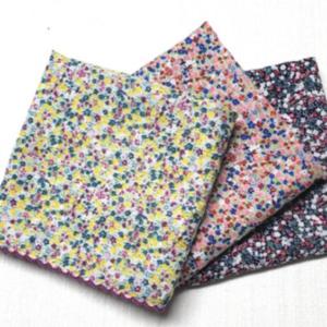 여자 에티켓 아사 면 레이스 작은꽃 손수건 3매입 세트