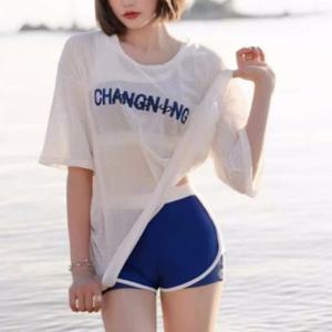 여성 롱슬리브 커버업 비키니 수영복 래쉬가드 3피스