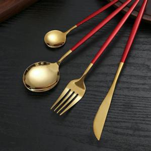 테이블앤 6인 커트러리 세트(24p) (골드 레드) 스텐커트러리세트 숟가락세트 포크세트 나이프세트