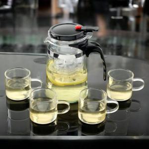 [로하티] 웰링 버튼 드롭 차포트 찻잔세트(700ml 4인) (투명) 버튼차포트 버튼티메이커 버튼드롭티메이커