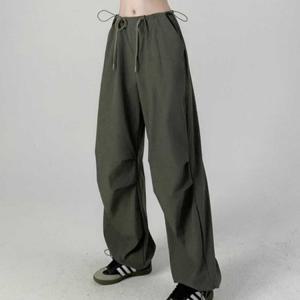 팬츠 스트링 조거 루즈핏 롱팬츠 캐주얼 데일리 트레이닝 바지 여성 와이드 밴딩
