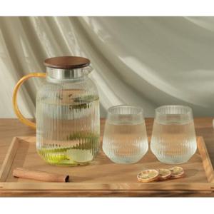 마켓다인 물병 1.8L 컵 420ml 2P 직화유리주전자 투명물통
