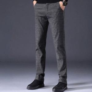 남성 겨울 외출 미세 체크 라인 도톰 기모 안감 스트레이트 바지 남자 패딩 방풍 솜바지