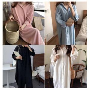소프트린넨 오버핏 카라 셔츠원피스 롱 빅사이즈 여자 빅사이즈원피스