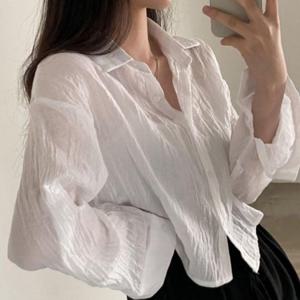 여자 얇은 소재 짧은 기장 여름 외출 휴가 셔츠 맨투맨 티셔츠 레이스 나시 형광