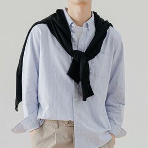 헬프그린 남성 마린 스트라이프 줄무늬 남방 남자 세미캐주얼 셔츠 구김적은 간절기