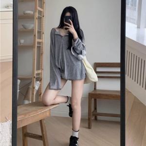 여성 오프숄더 루즈핏 긴팔 티셔츠 여리핏 드레이프 롱슬리브