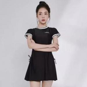 배색 카라 체형커버 스커트수영복