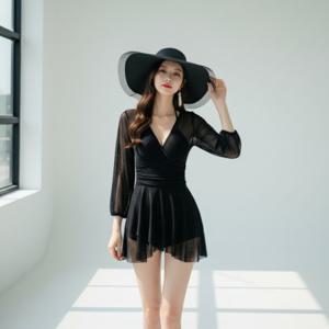 시스루 긴팔 체형보정 원피스 수영복 바캉스 비치웨어