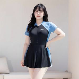 여성 반팔 원피스 수영복 체형커버 온천 수영장 물놀이룩 치마바지