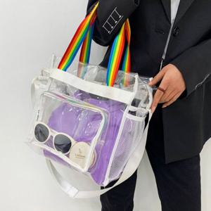 혜명몰 PVC 투명 숄더 토트백(3가지 컬러) PVC가방 투명가방 바캉스가방 수영가방