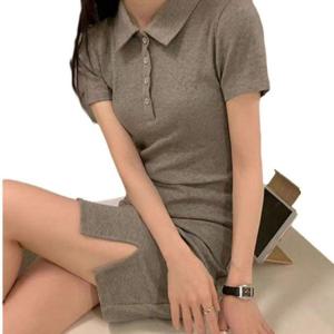 캐주얼룩 옆트임 여름 반팔 카라 미니 미니원피스 소재 골지 쫀쫀한 여성 스포티 슬림 원피스 원픽 셀파